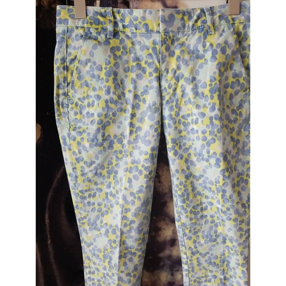 Khakis by Gap SKINNY MINI Women's Blue Green Yellow Printed Pants Size 00